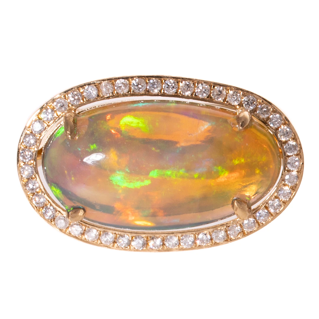A Modern Opal & Diamond Ring in 18K