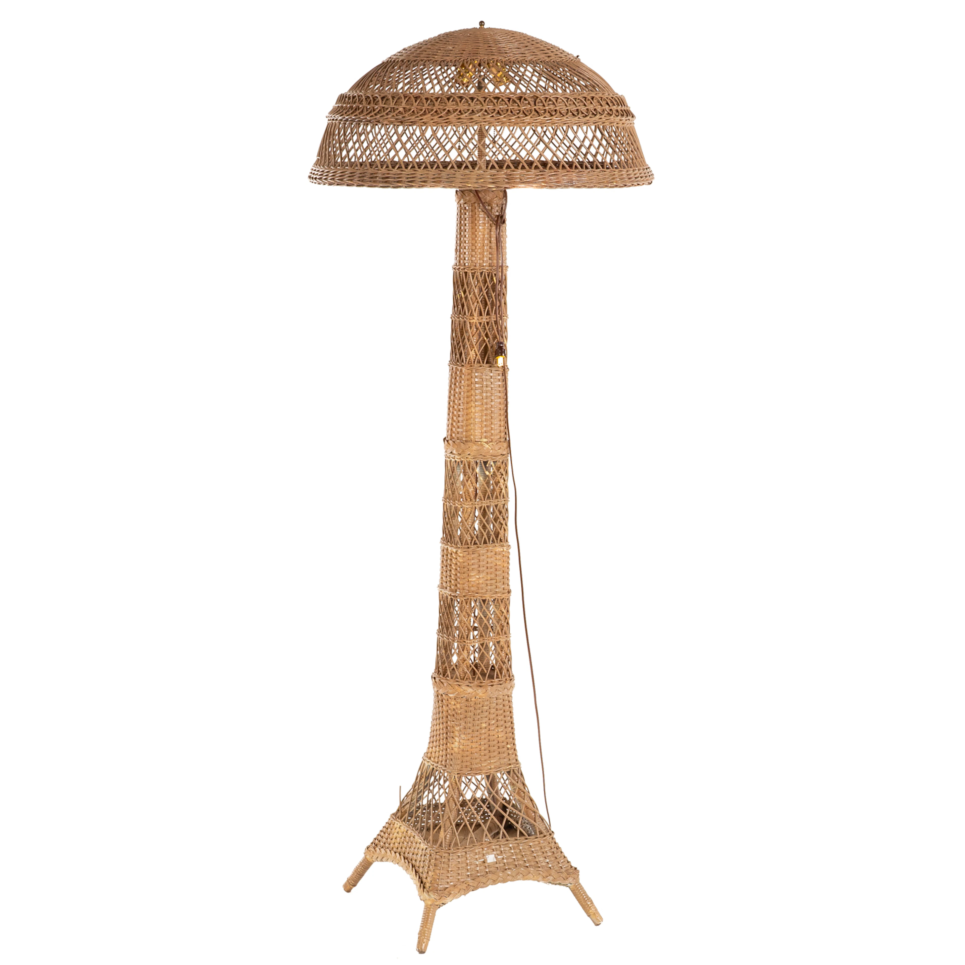 Painted Wicker "Eiffel Tower" Floor Lamp