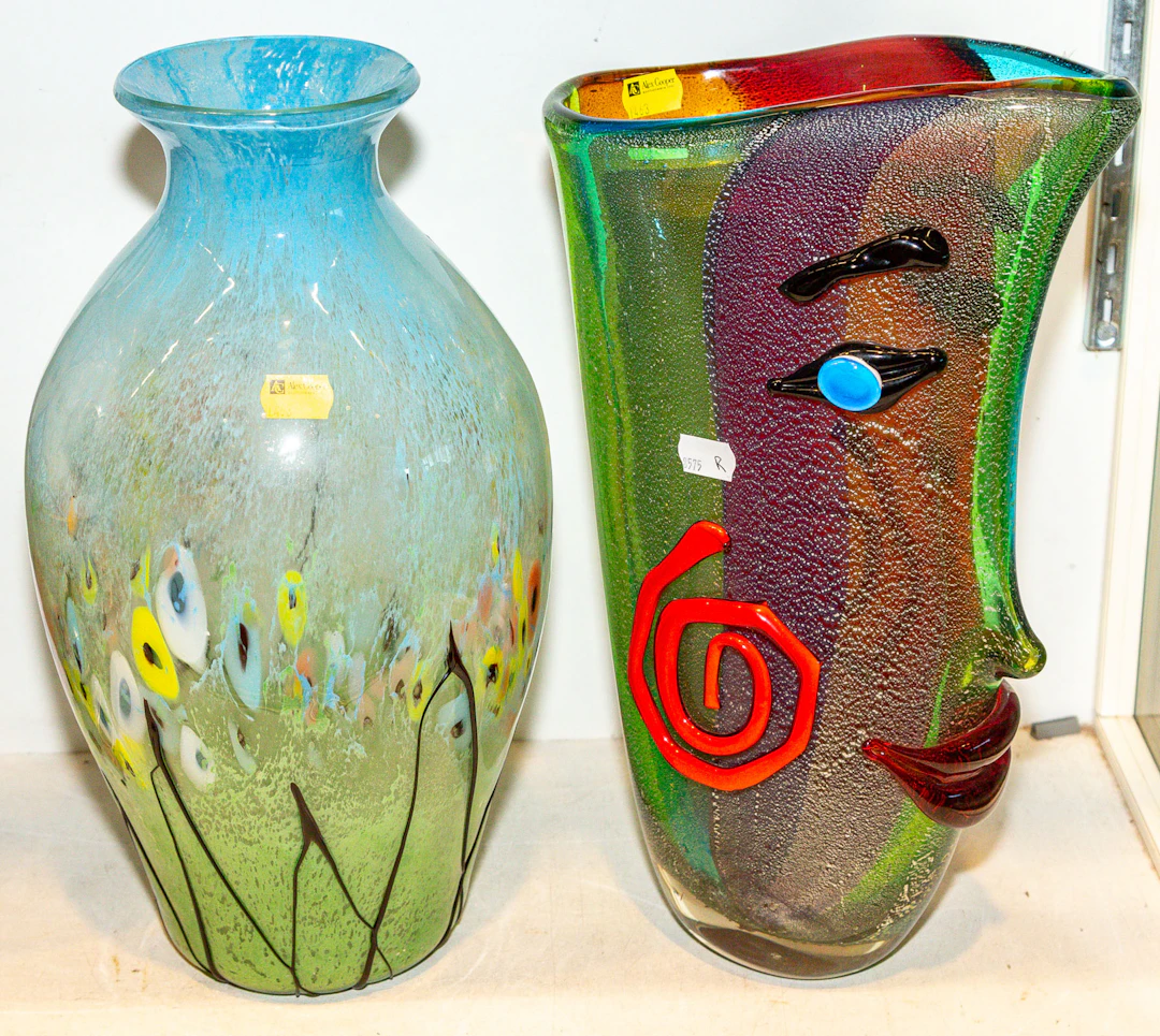 Two Hand-Blown Art Glass Vases