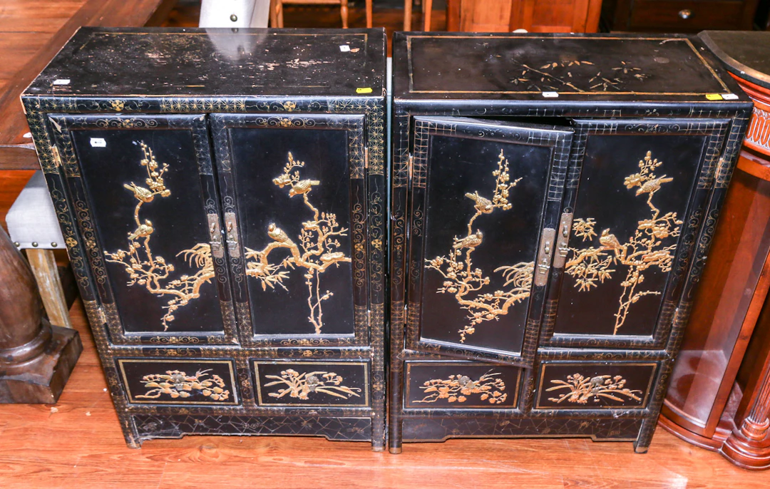 A Pair of Chinese Lacquered Cabinets