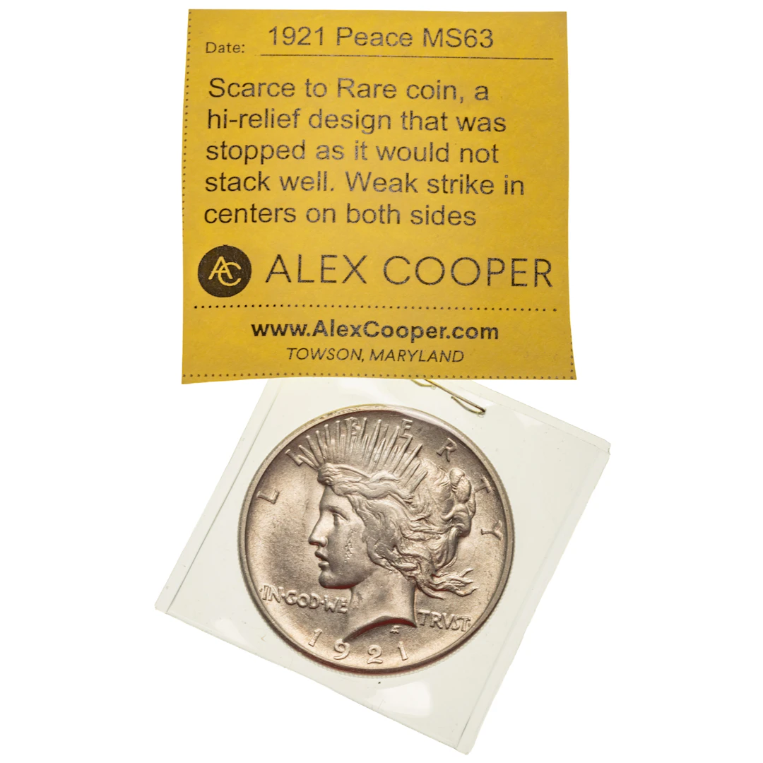 1921 Peace Dollar - Scarce High Relief - MS63