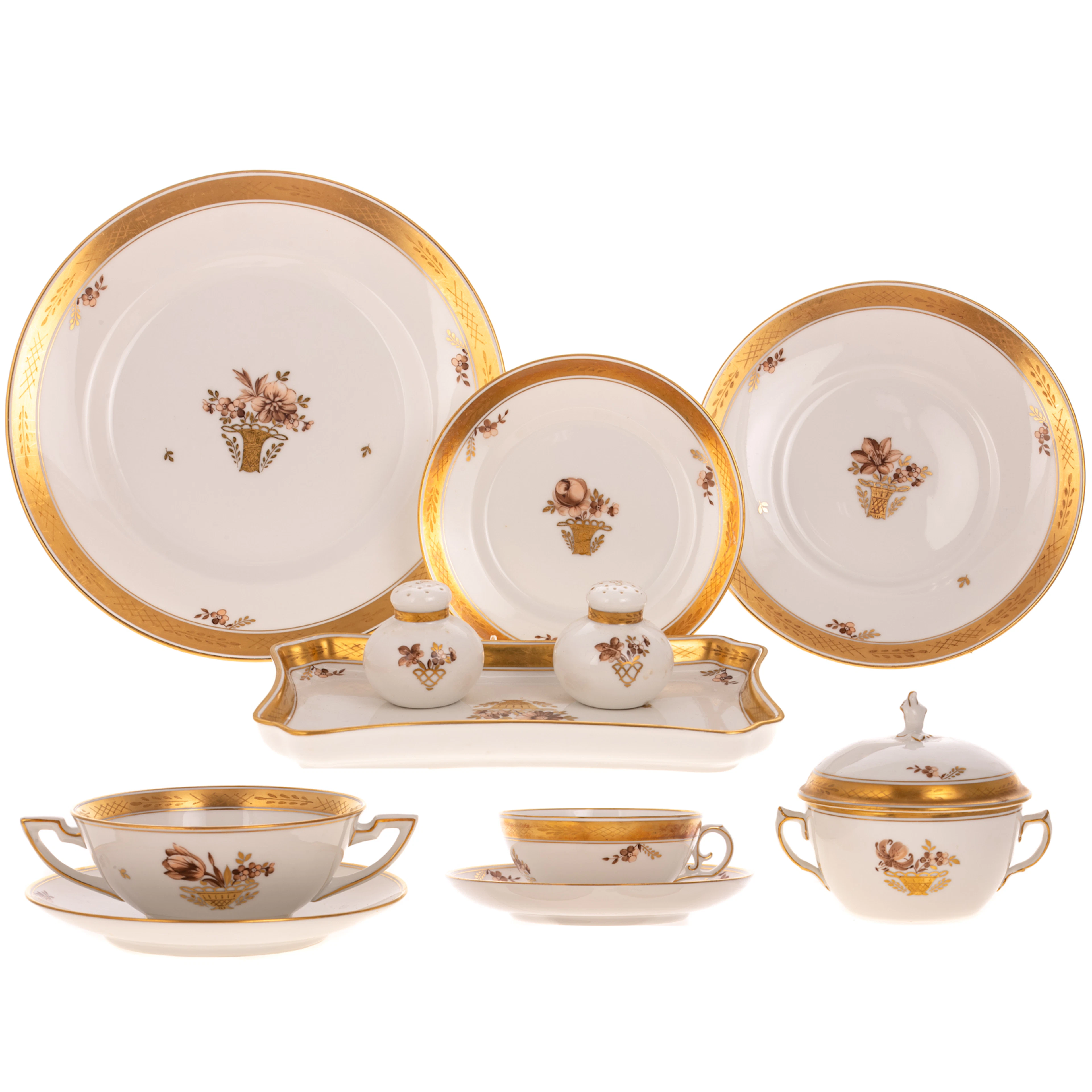 A Royal Copenhagen "Golden Basket" Service