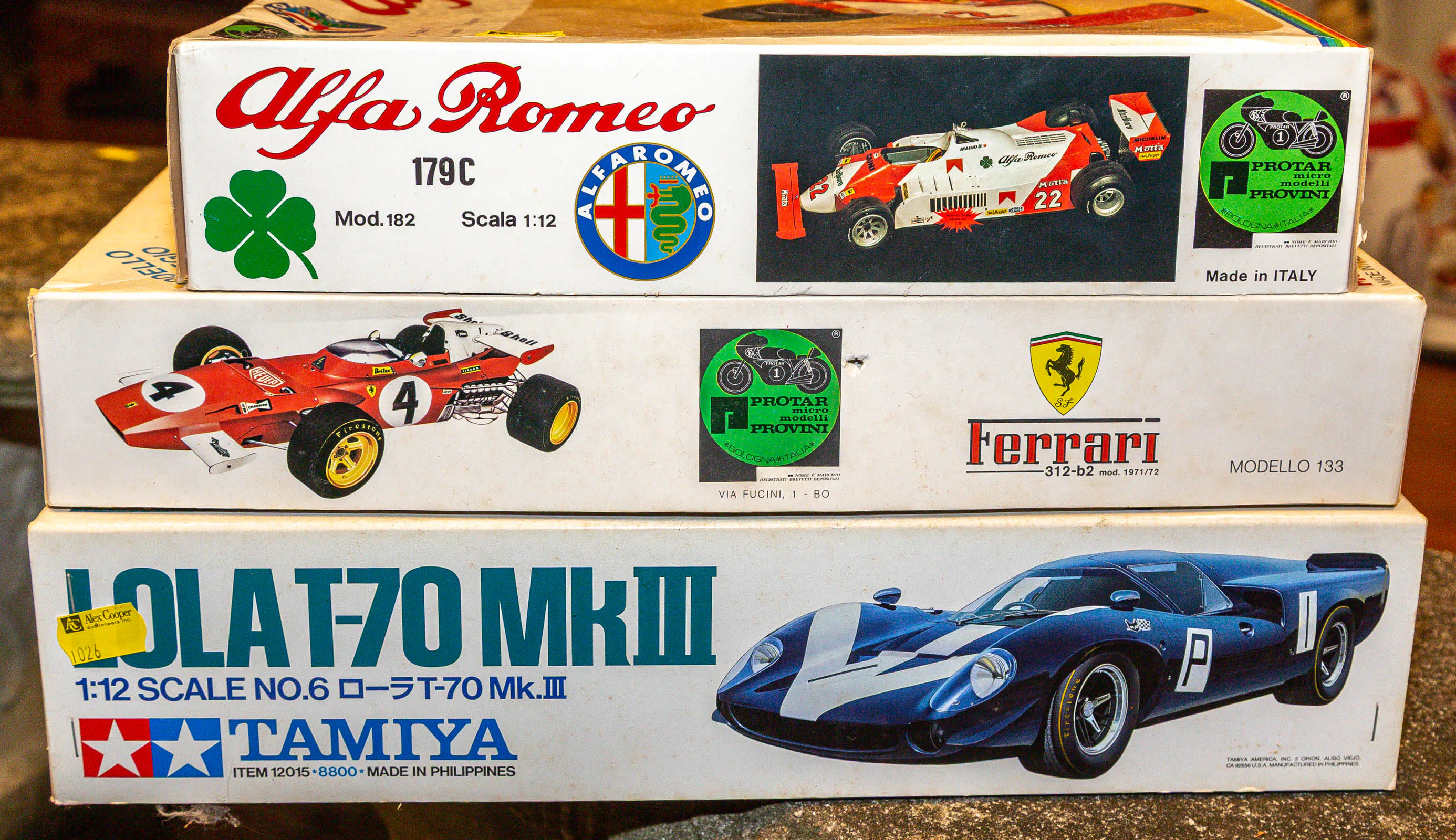 Three 1:12 Scale Race Car Model Kits