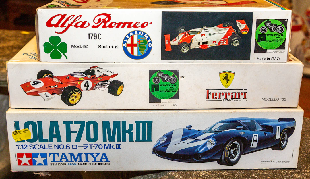 Three 1:12 Scale Race Car Model Kits
