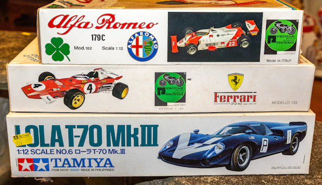 Three 1:12 Scale Race Car Model Kits
