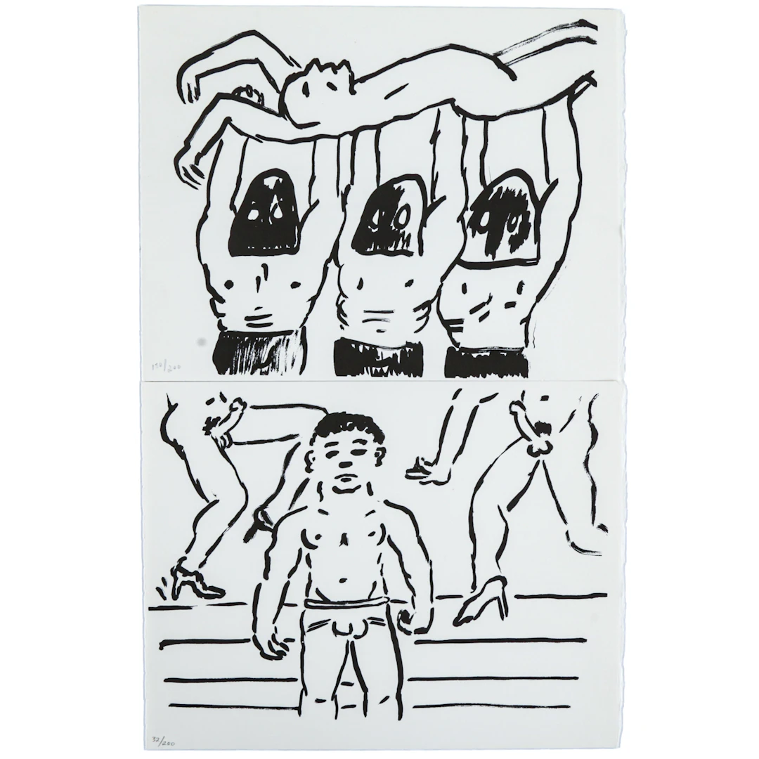 Keith Haring. Two Images from "Fault Lines," collotypes