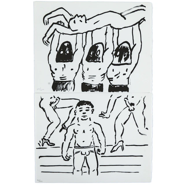 Keith Haring. Two Images from "Fault Lines," collotypes