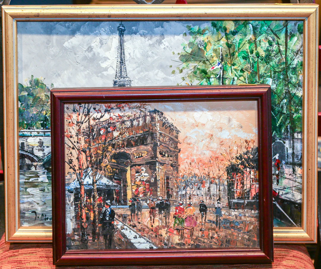 Two Framed Parisian Street Scene Oil Paintings