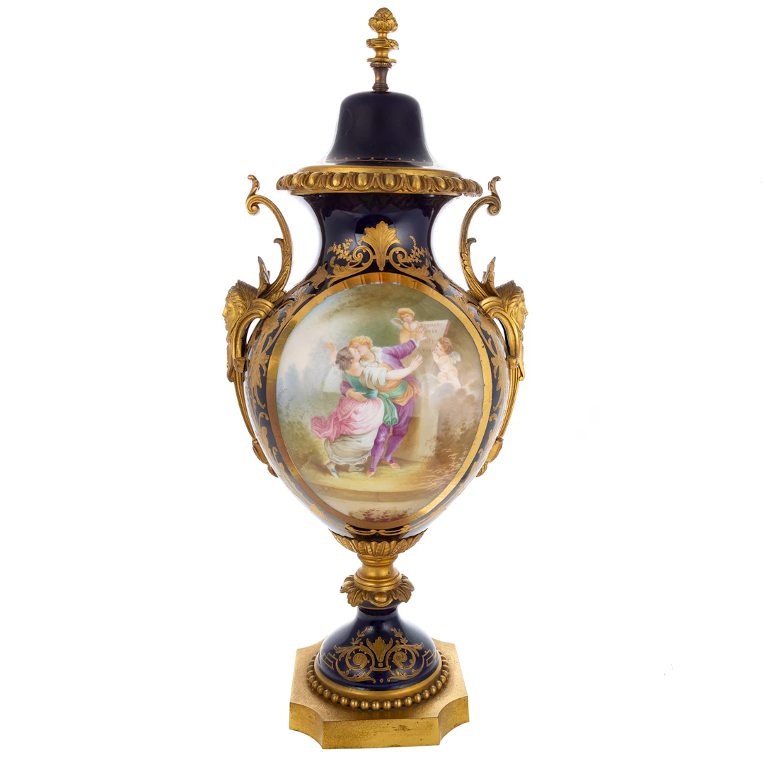A Sevres Style Mounted Lidded Urn