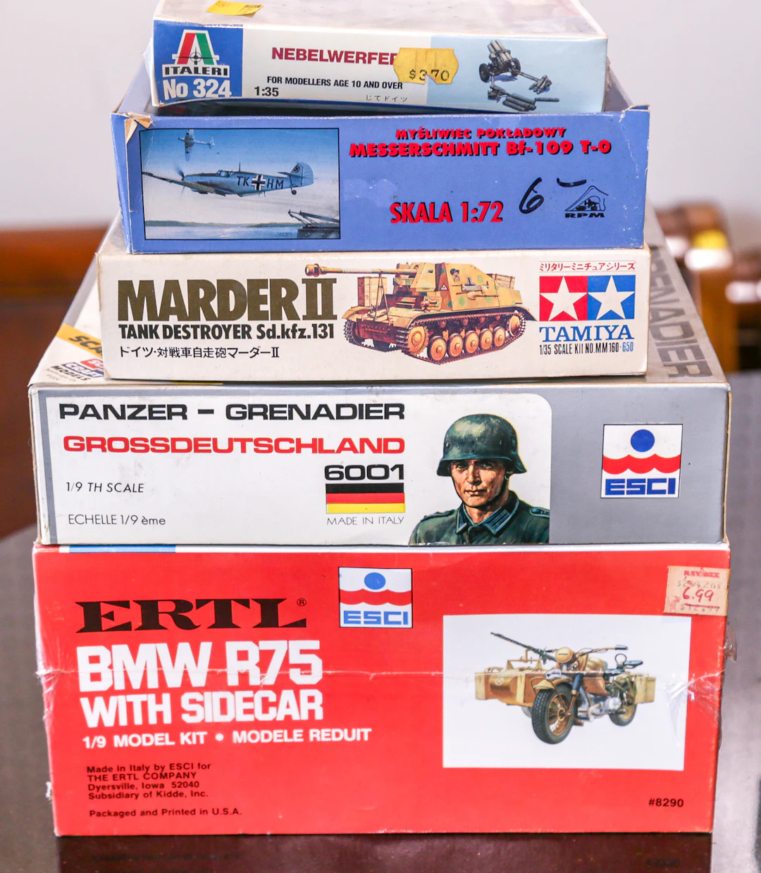Five German Military Scale Model Kits