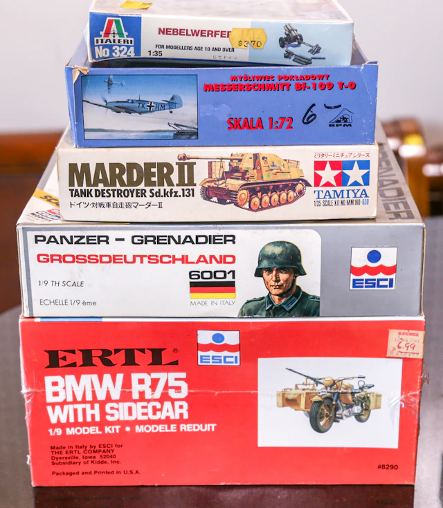 Five German Military Scale Model Kits