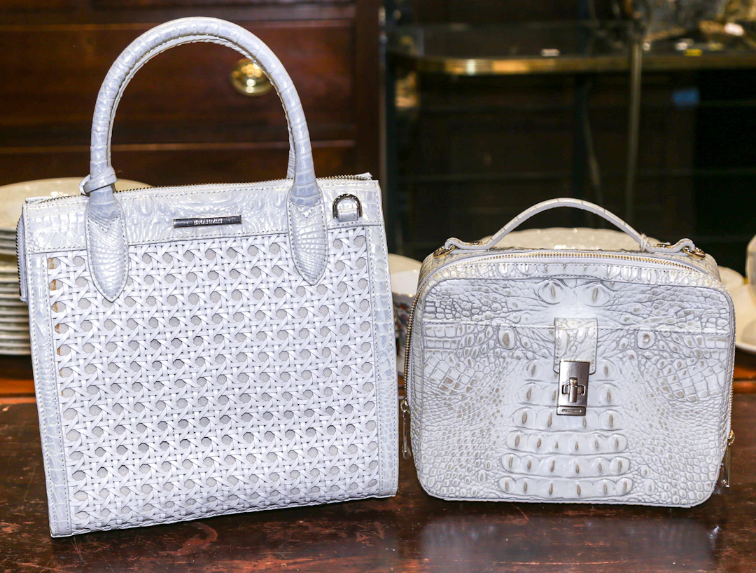 Two Embossed Leather Brahmin Handbags