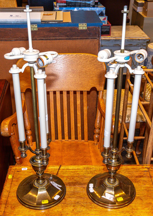 A Pair of Stiffel Brass Table Lamps