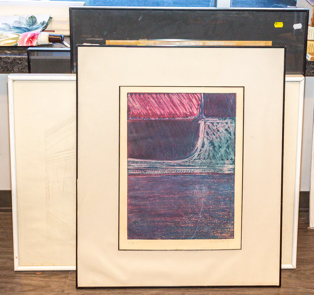 A Group of Assorted Abstract Framed Artworks