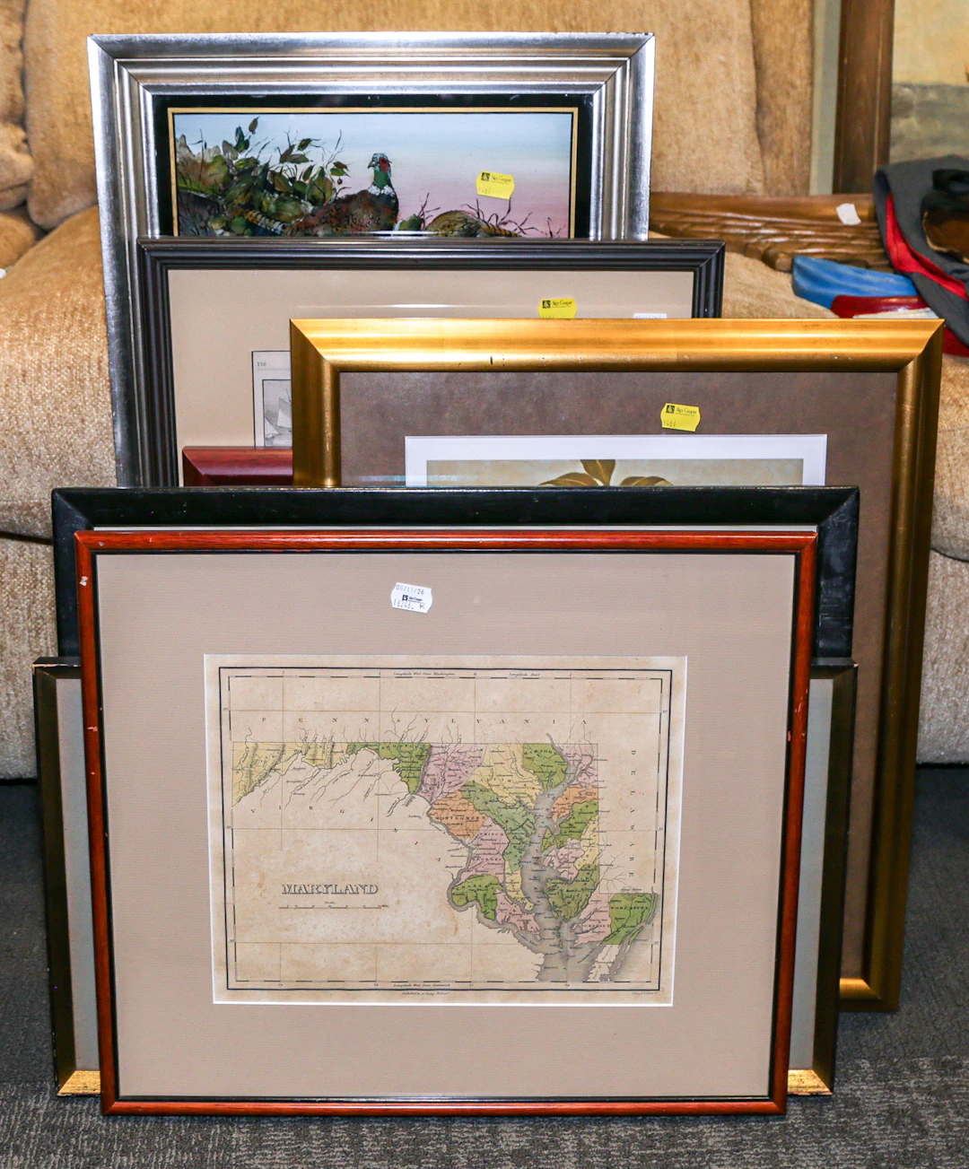 Early Maryland Maps & Other Framed Items