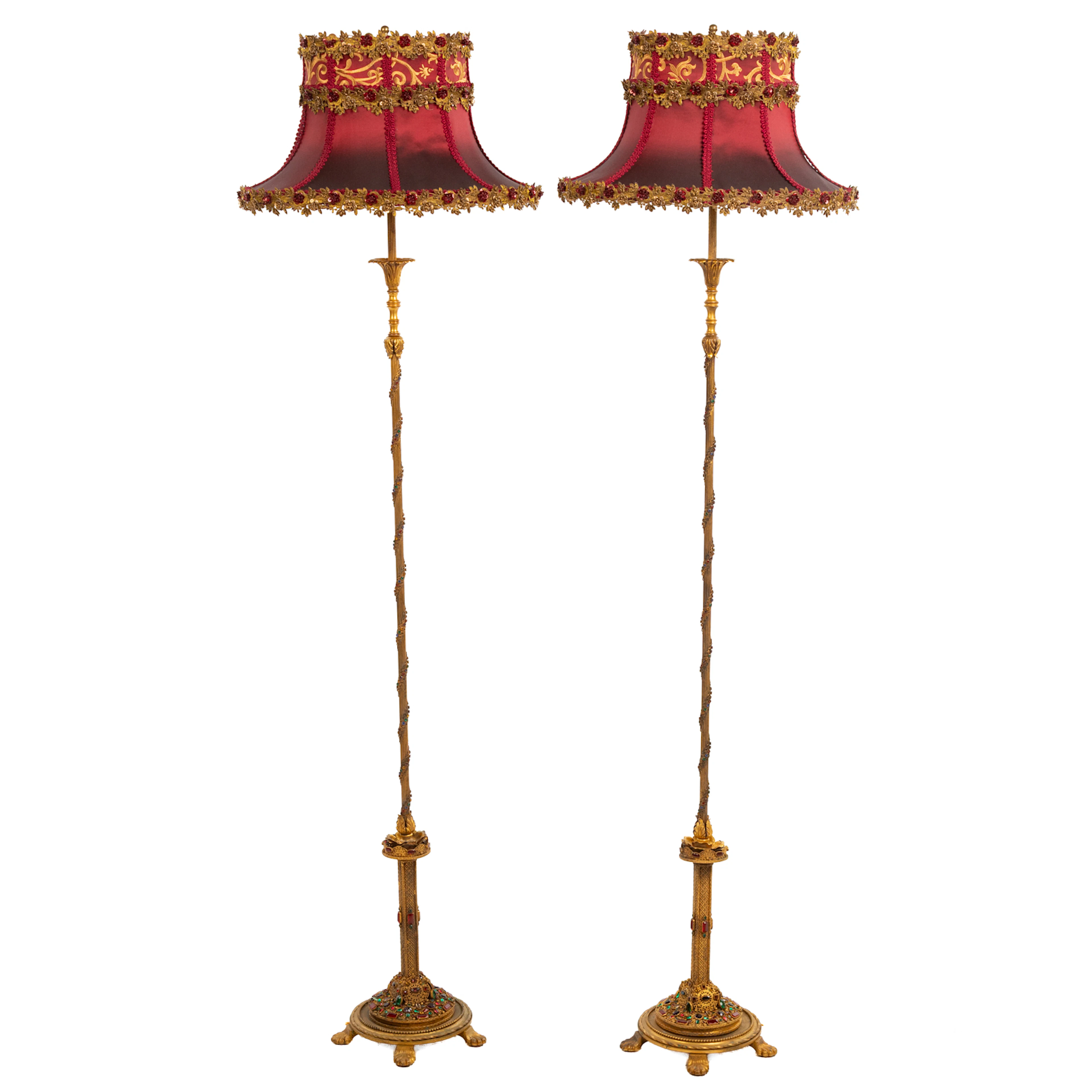A Pair of Victorian Style Gilt Floor Lamps