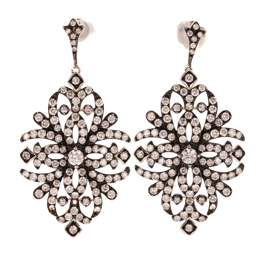 A Pair of Effy Diamond Drop Earrings in 14K