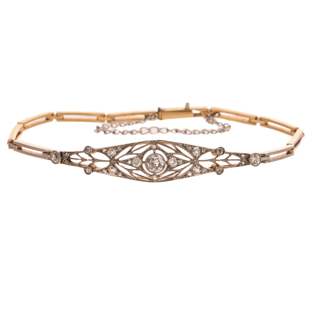 An Edwardian Diamond Link Bracelet in Platinum & 14K