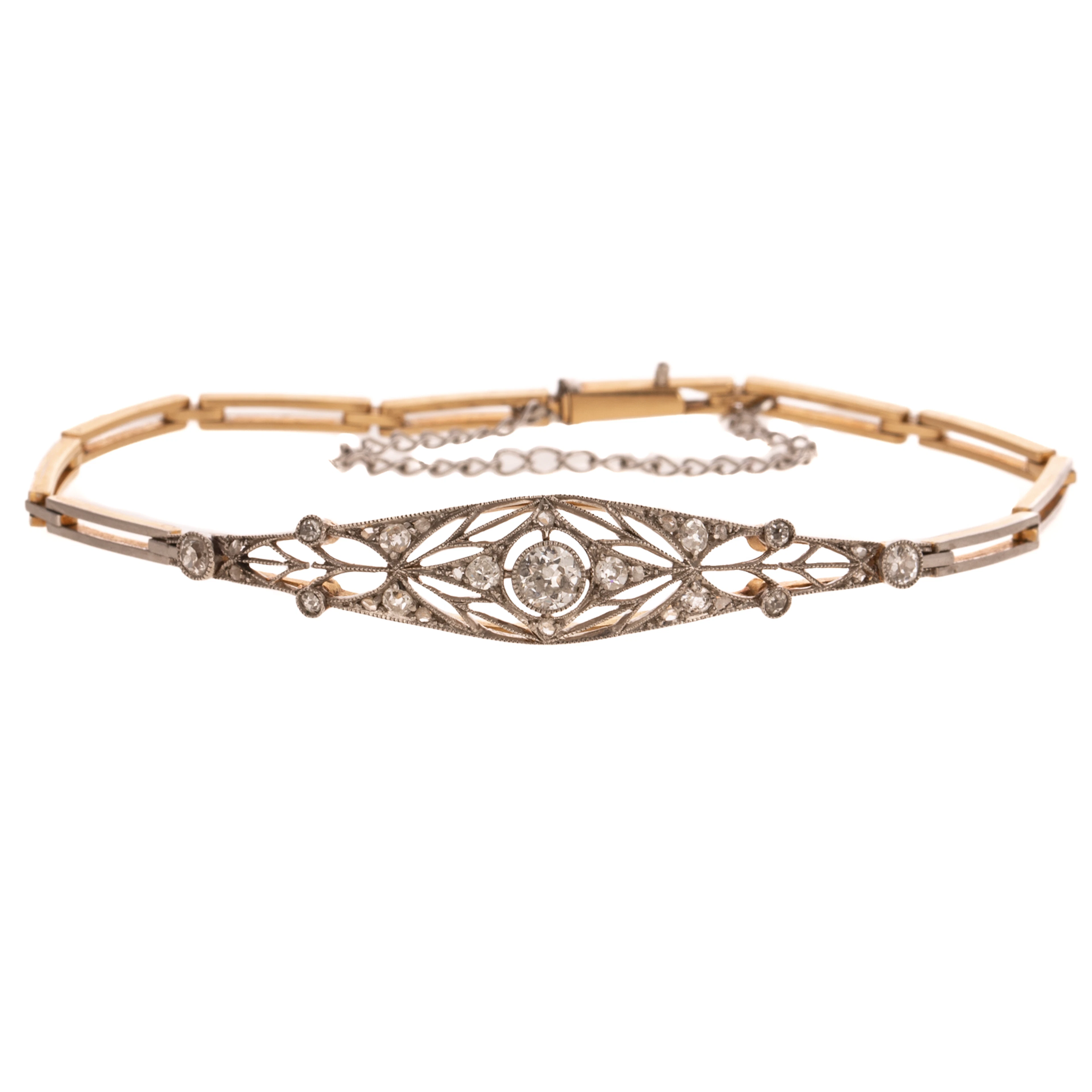 An Edwardian Diamond Link Bracelet in Platinum & 14K