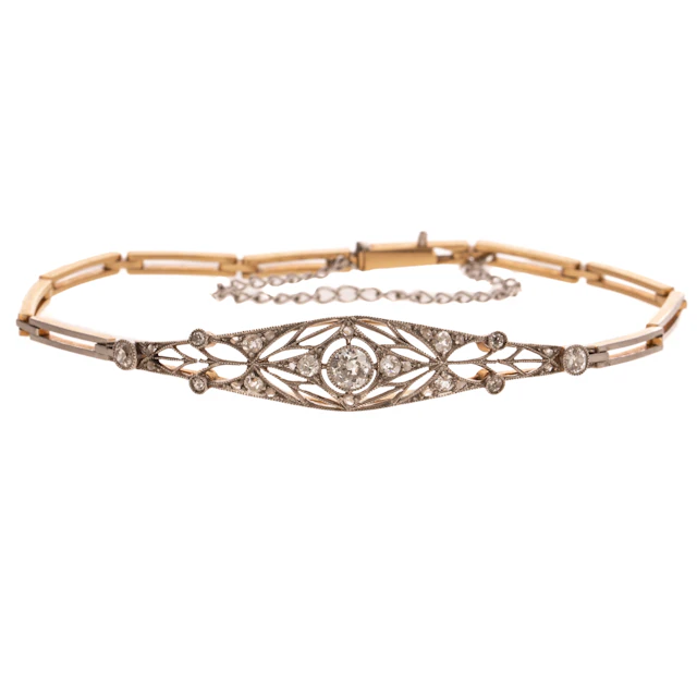 An Edwardian Diamond Link Bracelet in Platinum & 14K