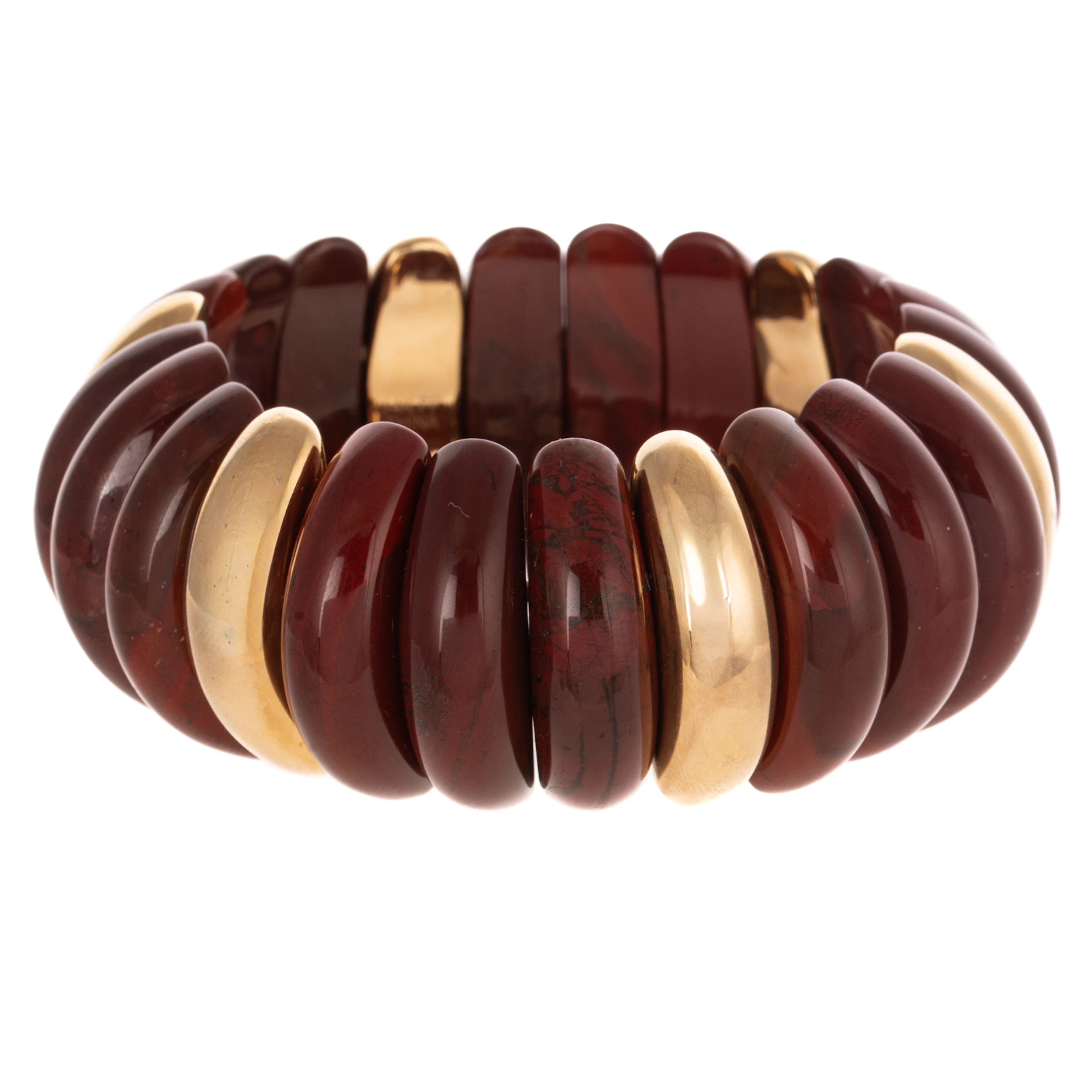 A Wide Jasper Stretch Bracelet in 14K