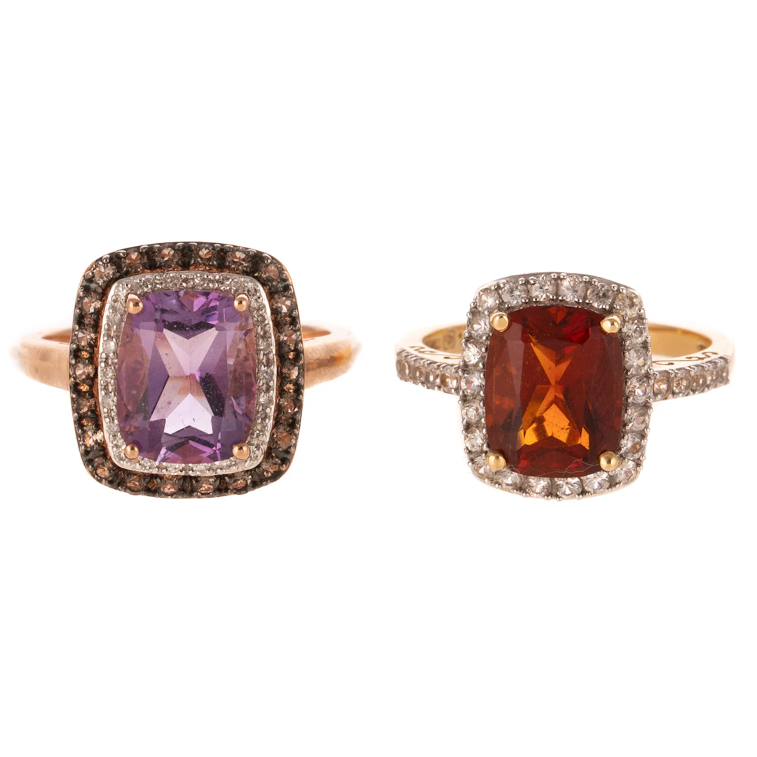 A Pair of Large Gemstone Cocktail Rings in Gold