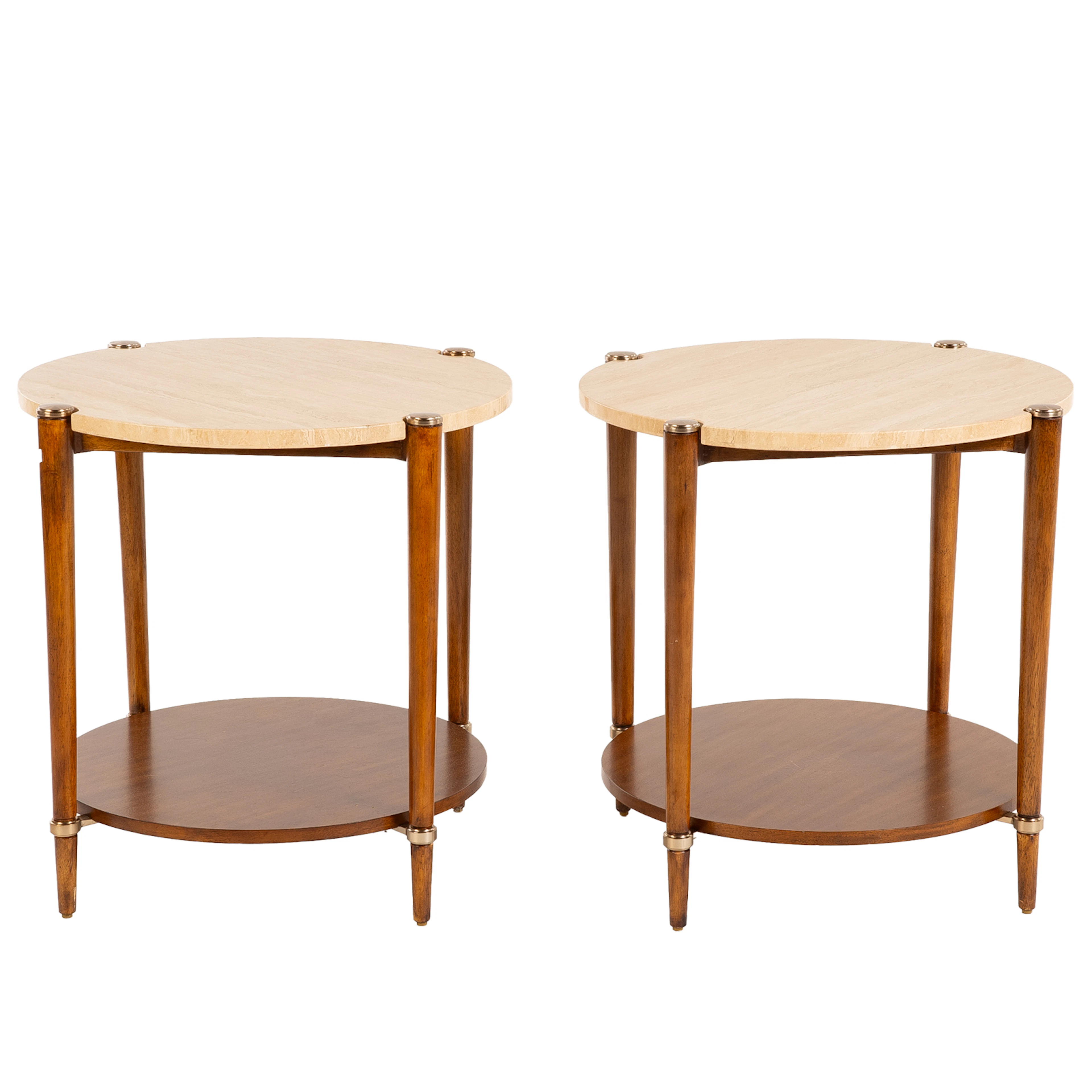 A Pair of Contemporary Marble Top Side Stands