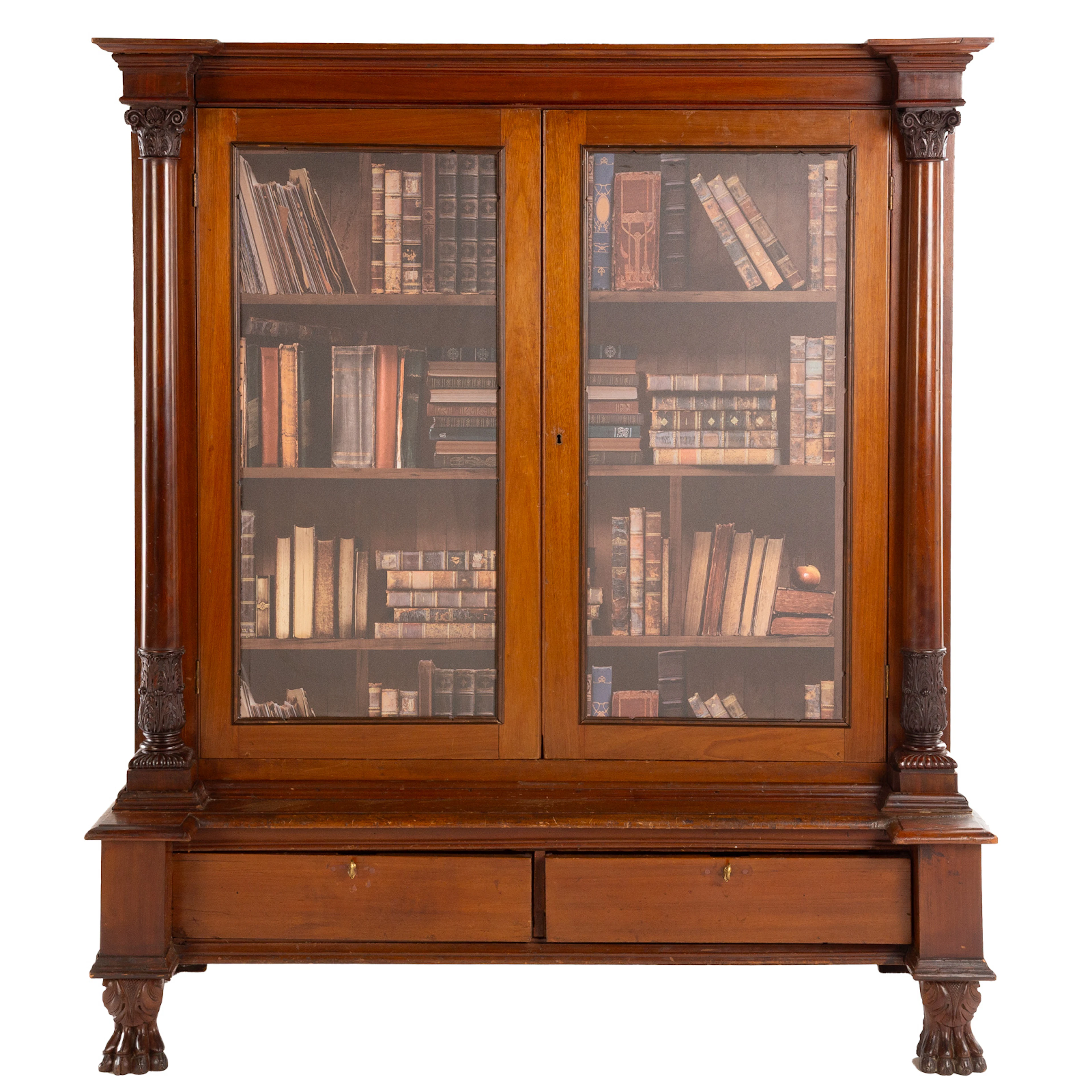 American Classical Mahogany Two Door Bookcase