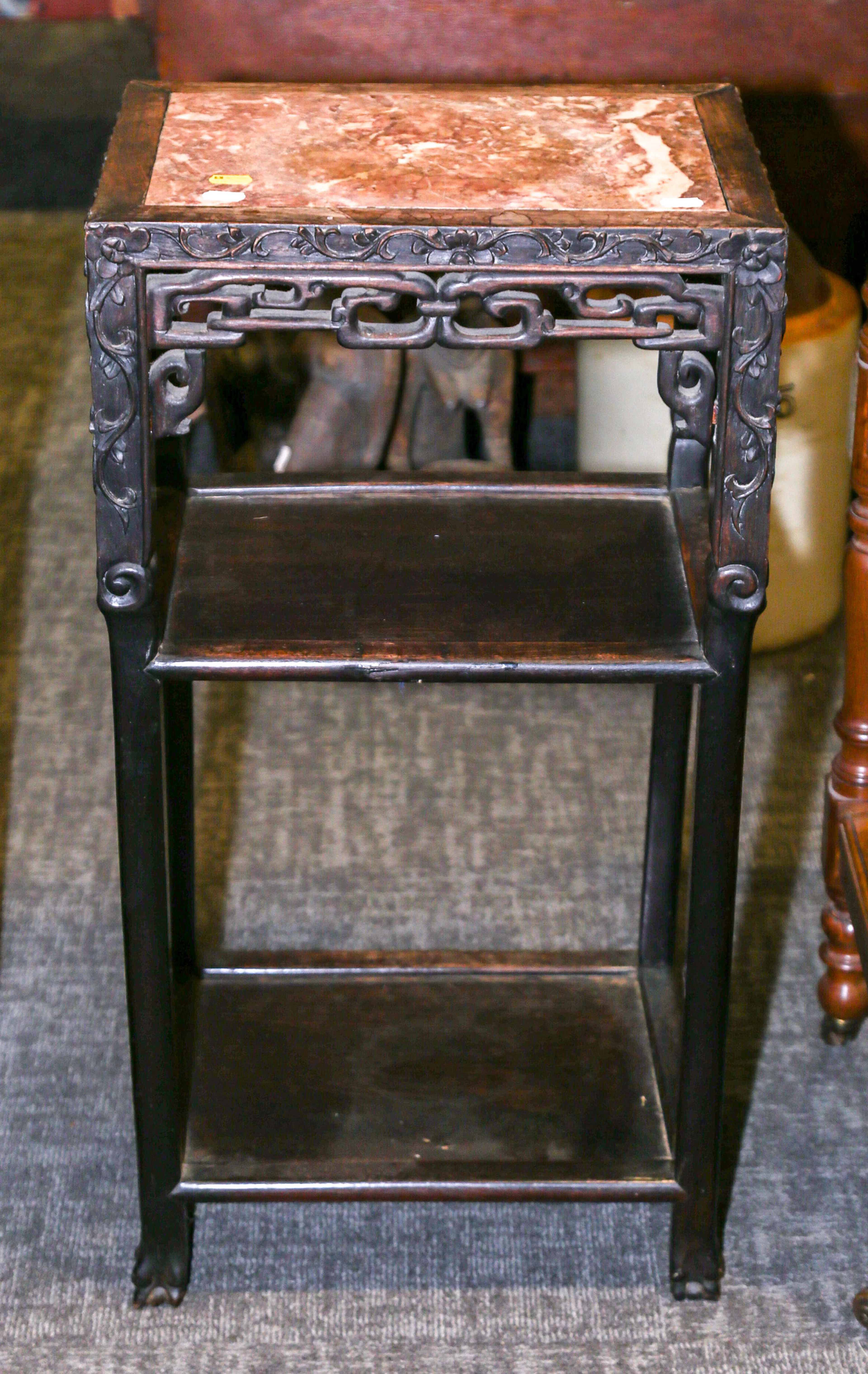 A Chinese Carved Hong Mu Stand