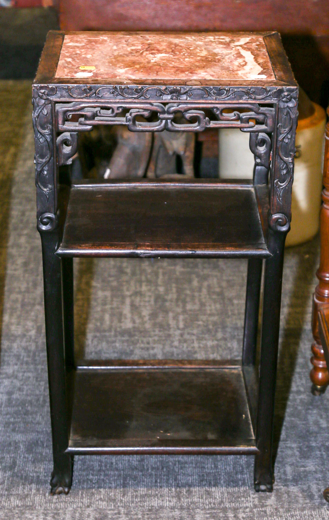 A Chinese Carved Hong Mu Stand