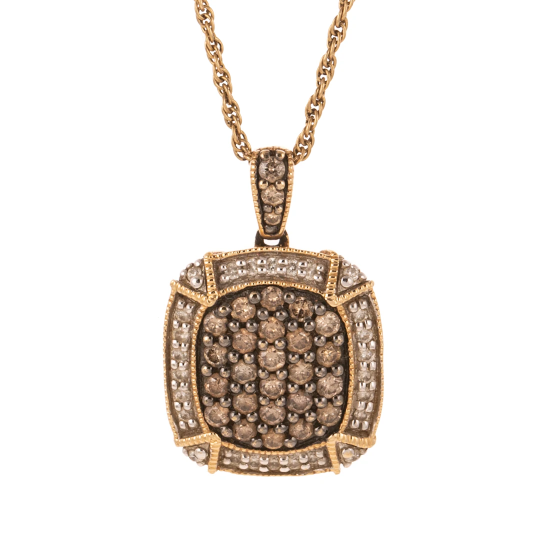 A Pave Diamond Chocolate & White Diamond Pendant in 14K