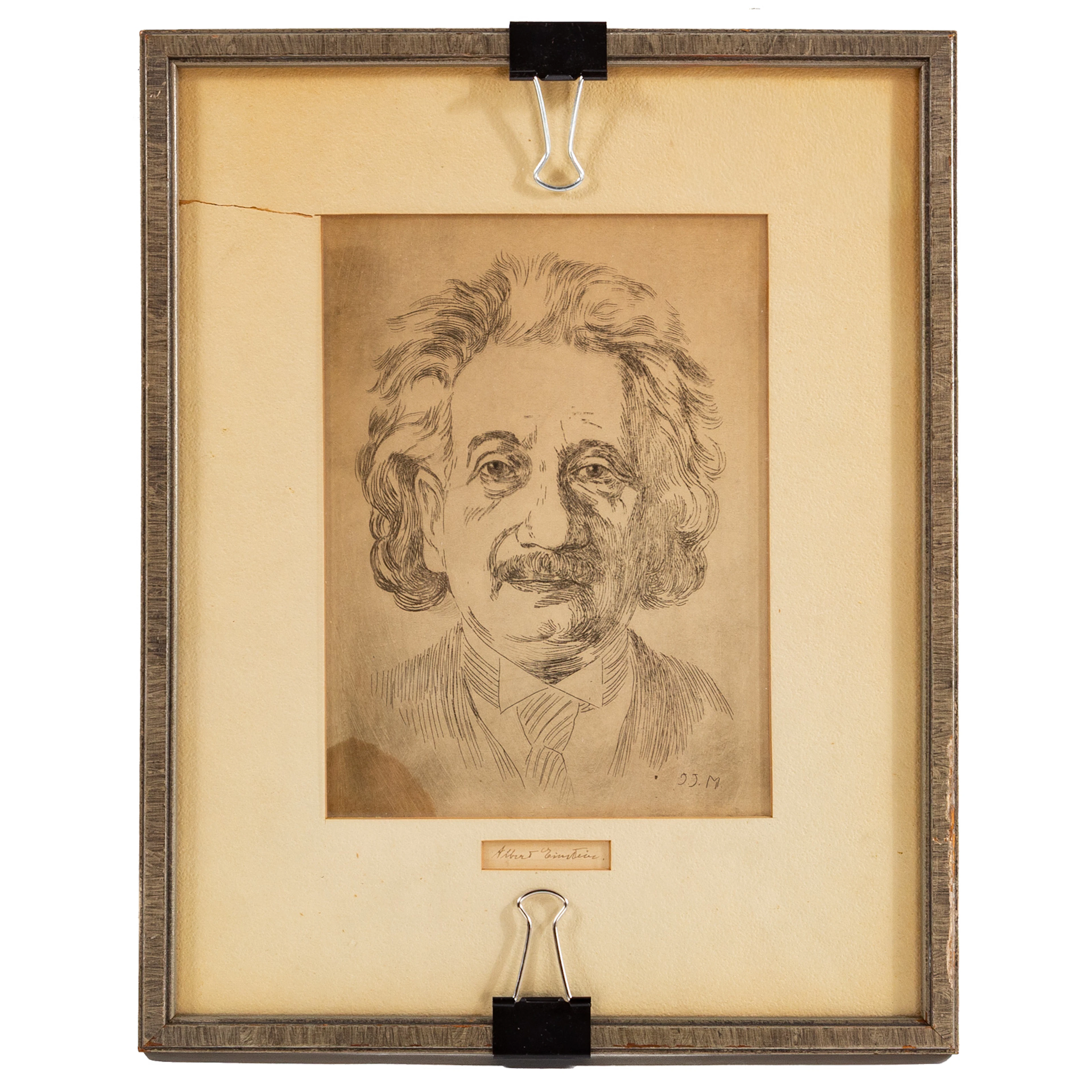 Autograph of Albert Einstein & an Etched Portrait