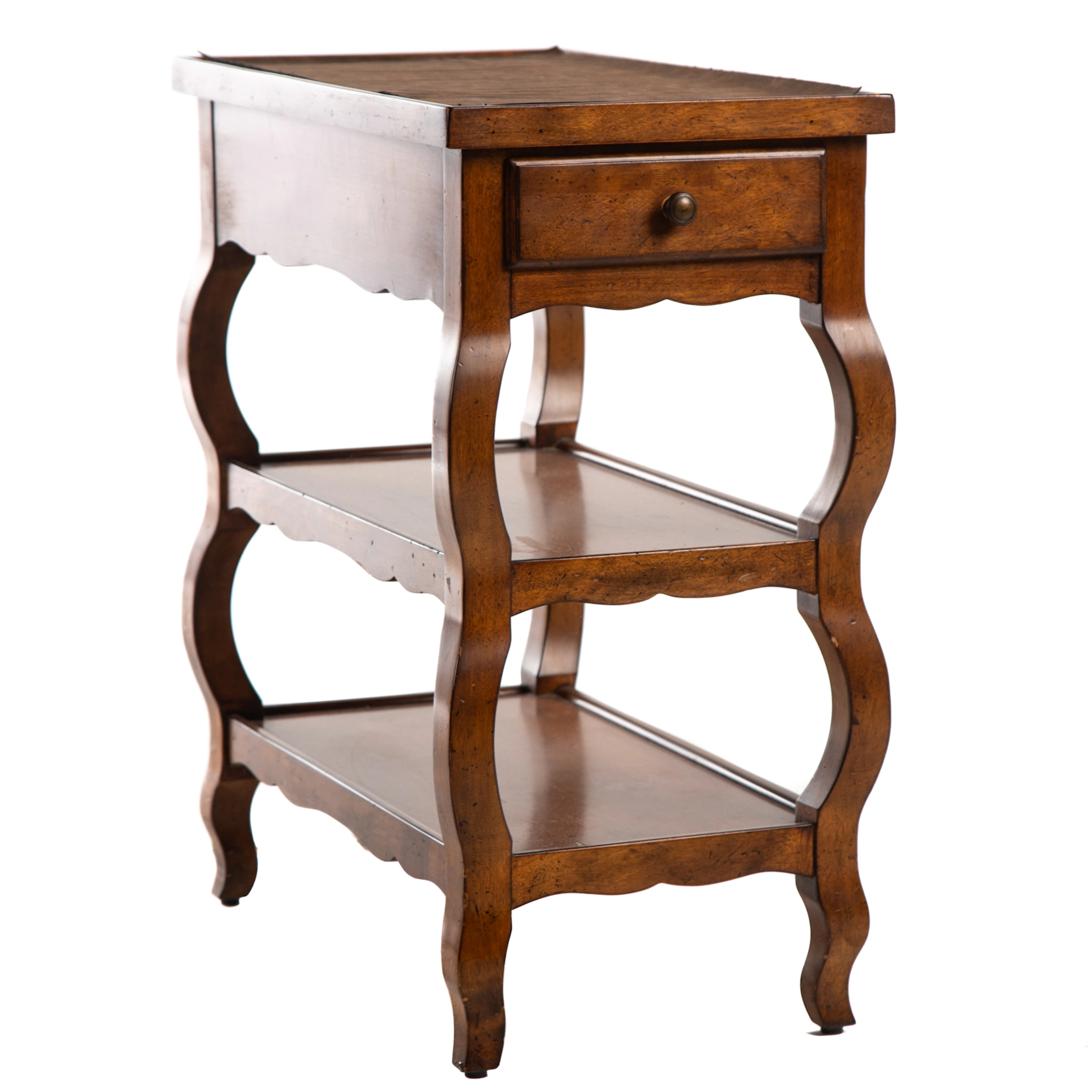 Baker Fruitwood Three Tier Side Table
