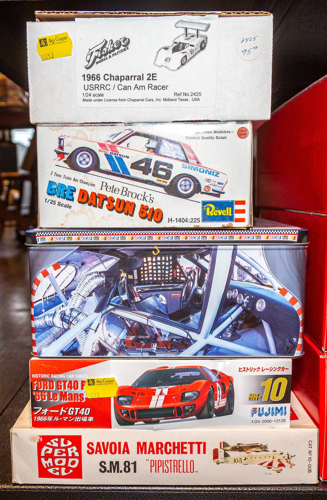 Five Race Car Scale Model Kits