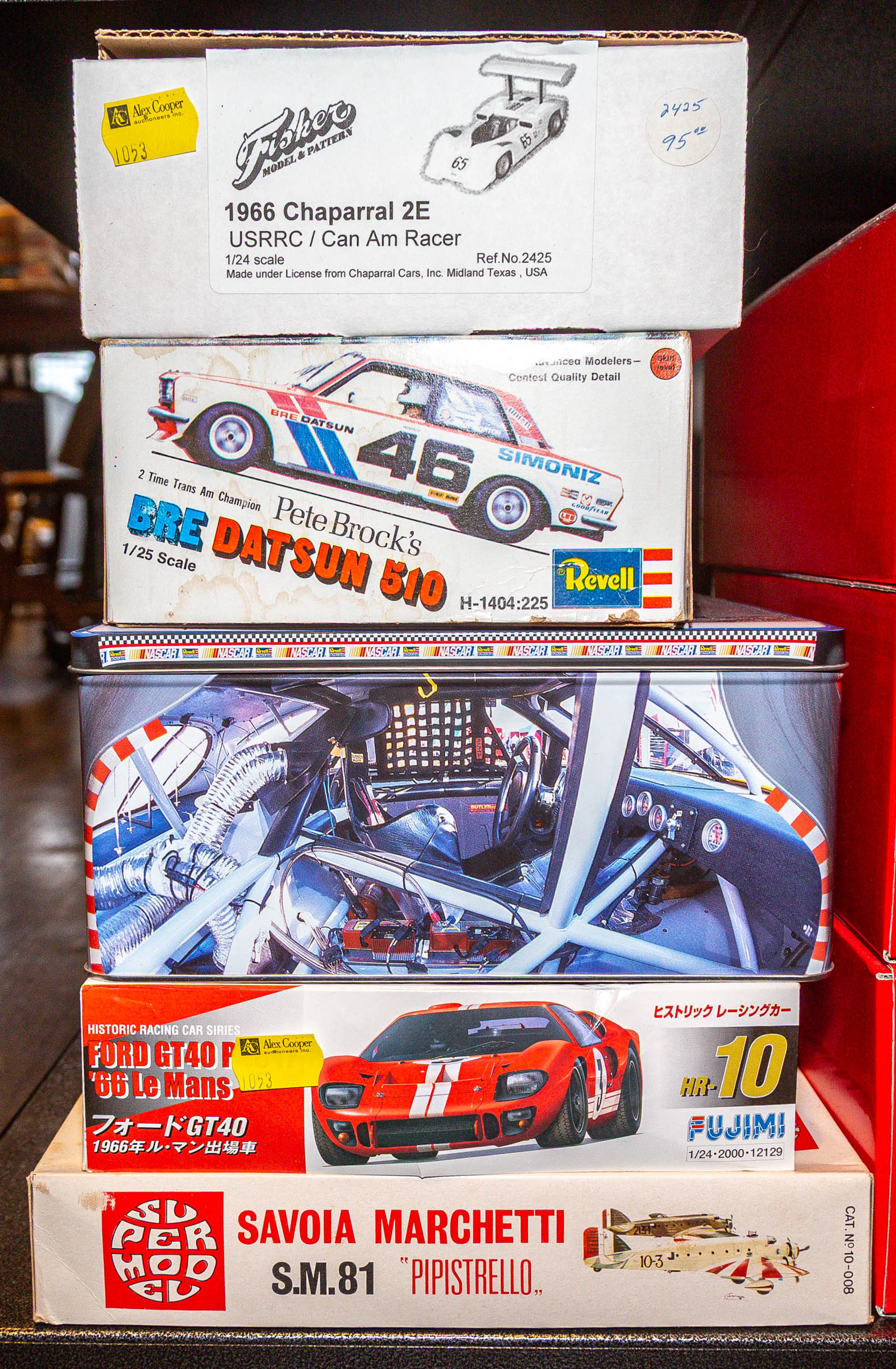 Five Race Car Scale Model Kits