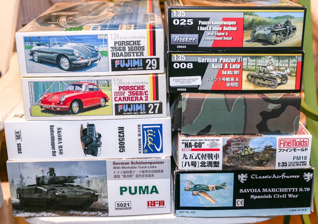 Nine Assorted Scale Model Kits