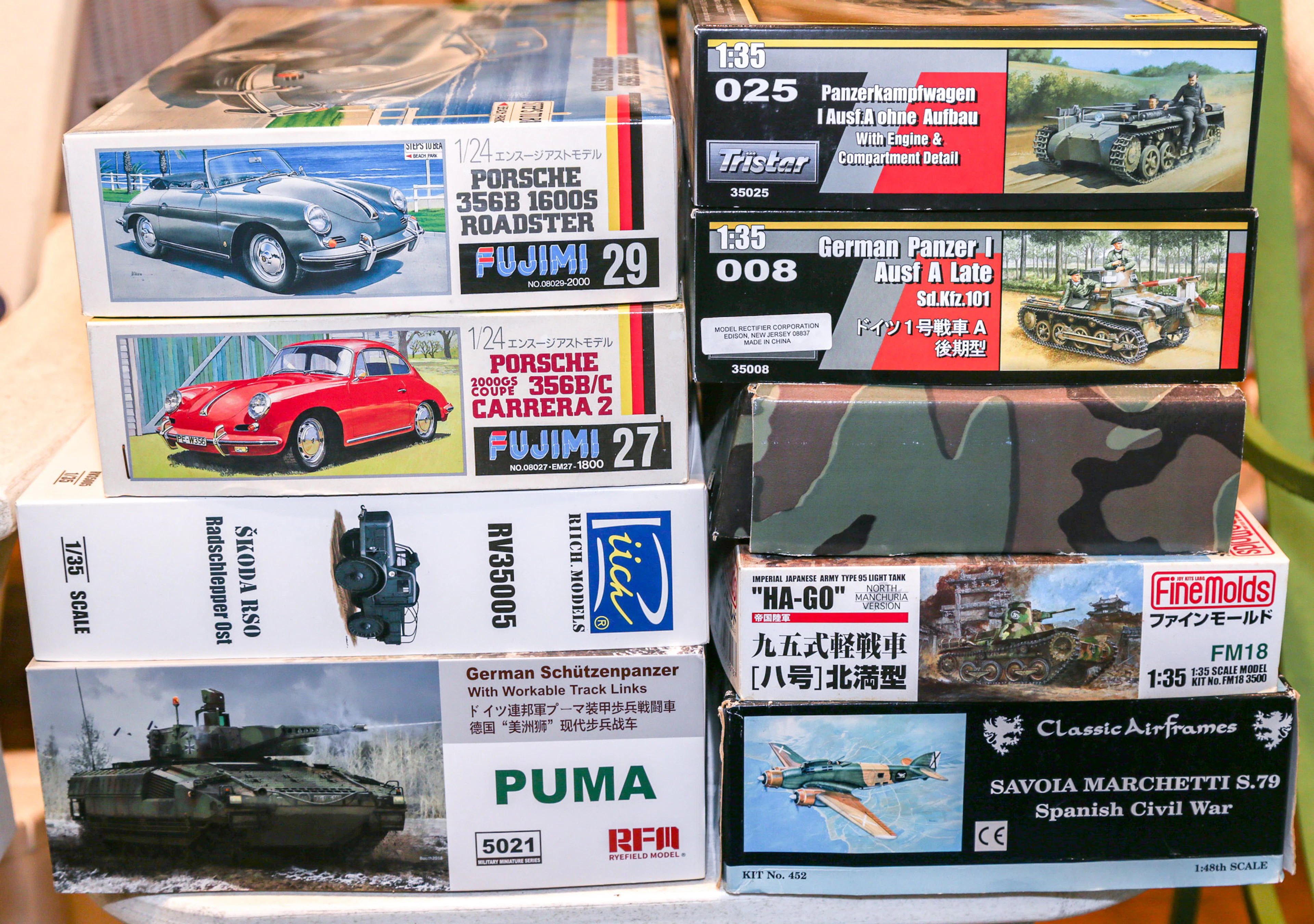 Nine Assorted Scale Model Kits