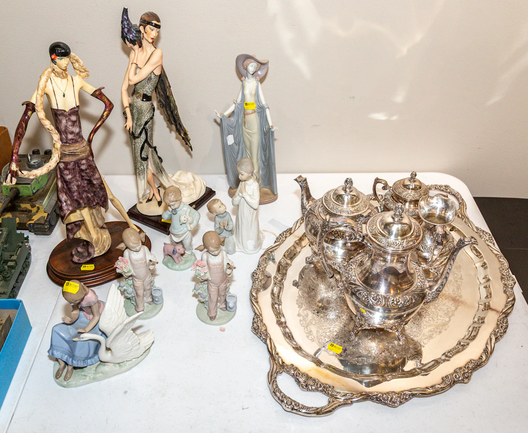 Assorted Silver Plate, Lladro & NAO Figures