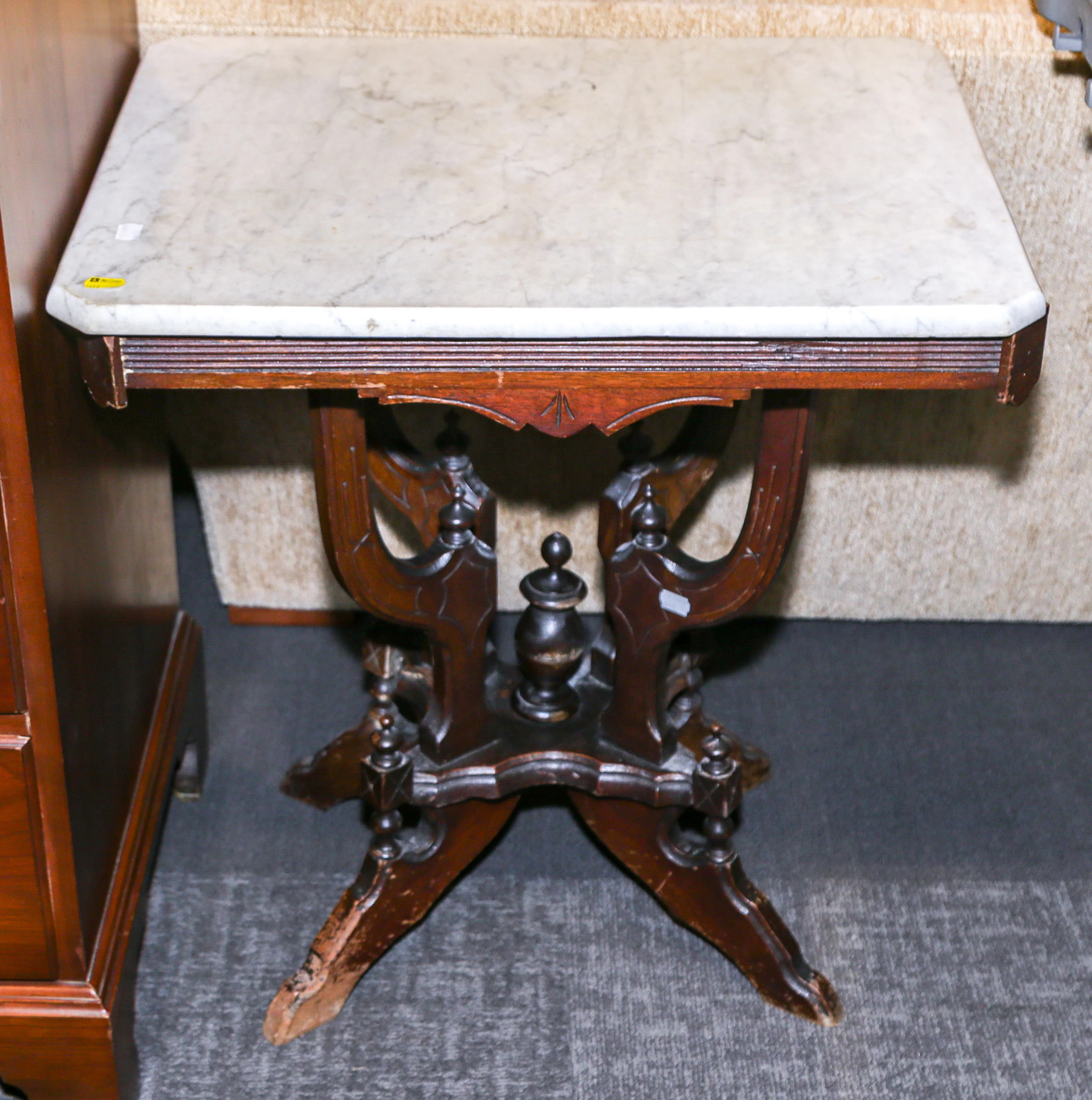 A Renaissance Revival Marble-Top Stand