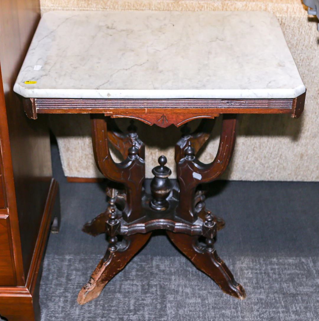 A Renaissance Revival Marble-Top Stand