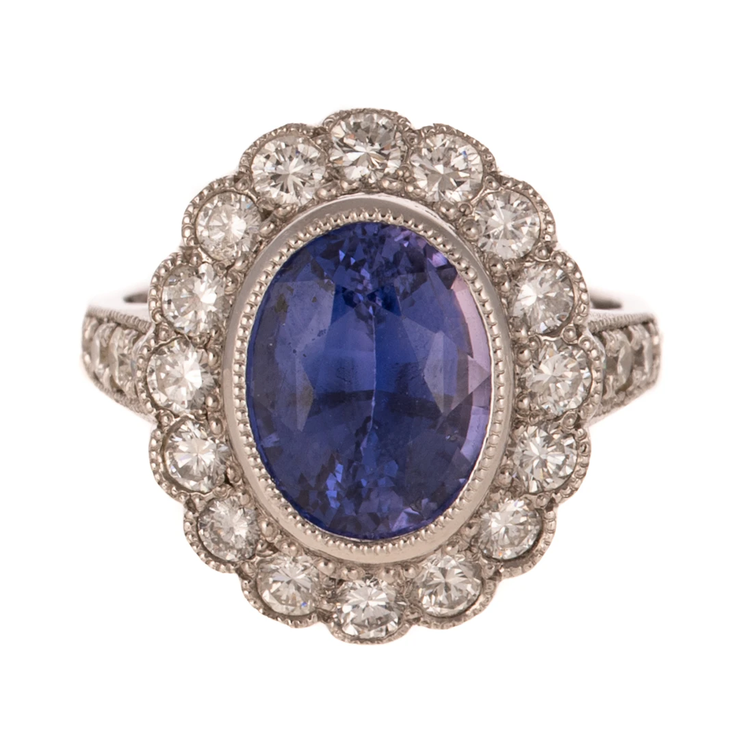 An AGL 4.90 ct Unheated Color-Change Sapphire Ring in Platinum