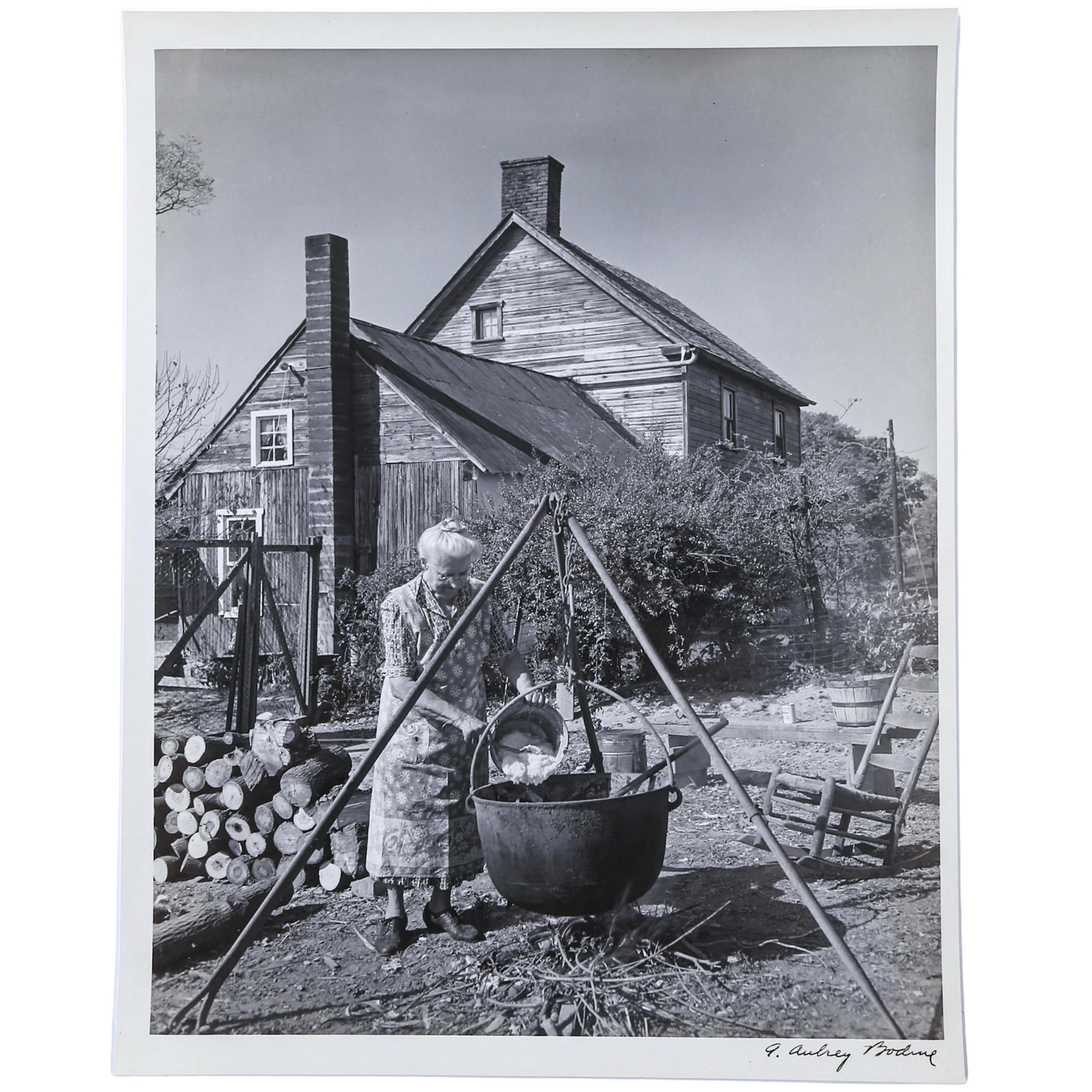 A. Aubrey Bodine. "Soapmaking, Mrs. Harriet Showman," photograph