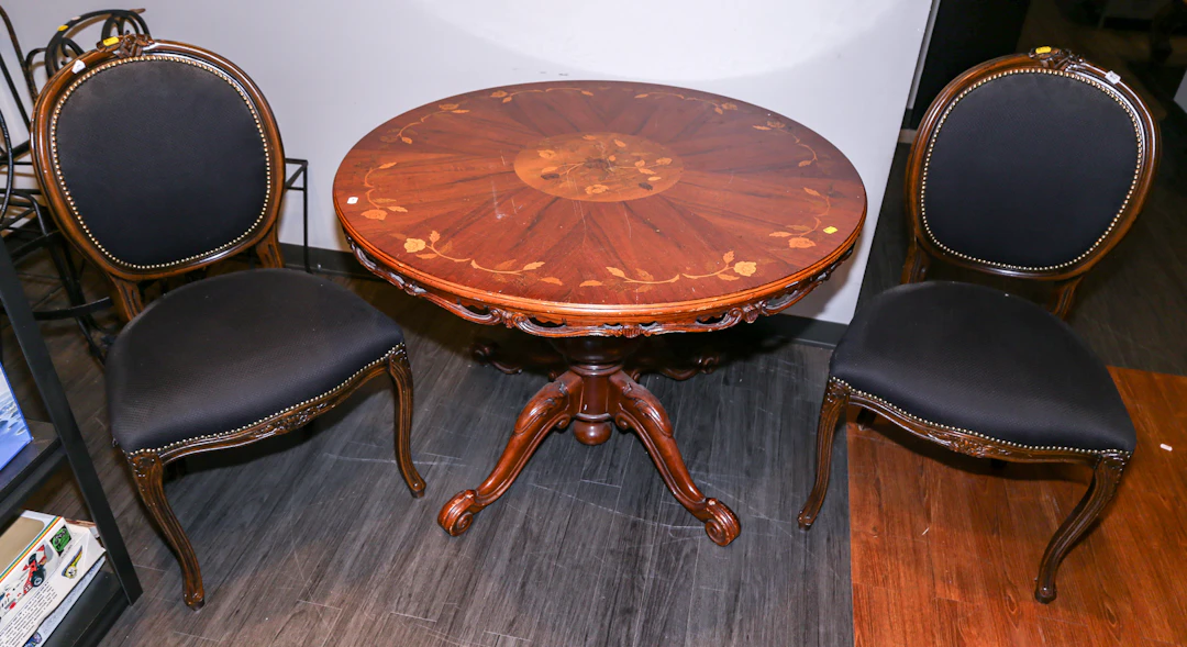 A Louis XV Style Center Table & Pair of Chairs