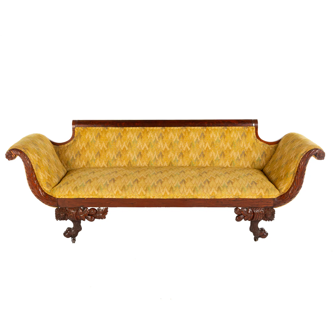 American Classical Carved Mahogany Sofa