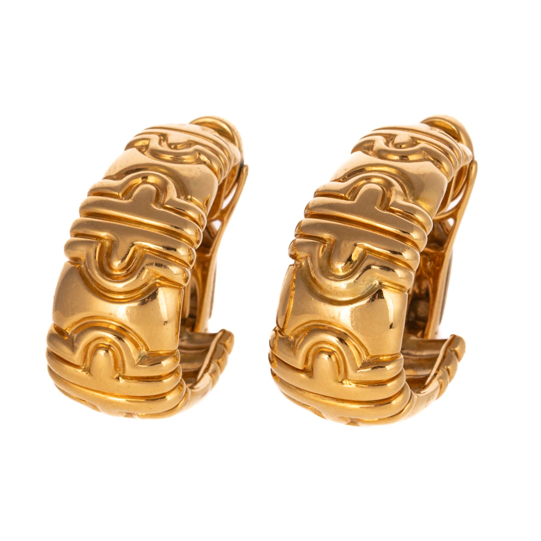 A Pair of Bulgari Style Hoops in 18K