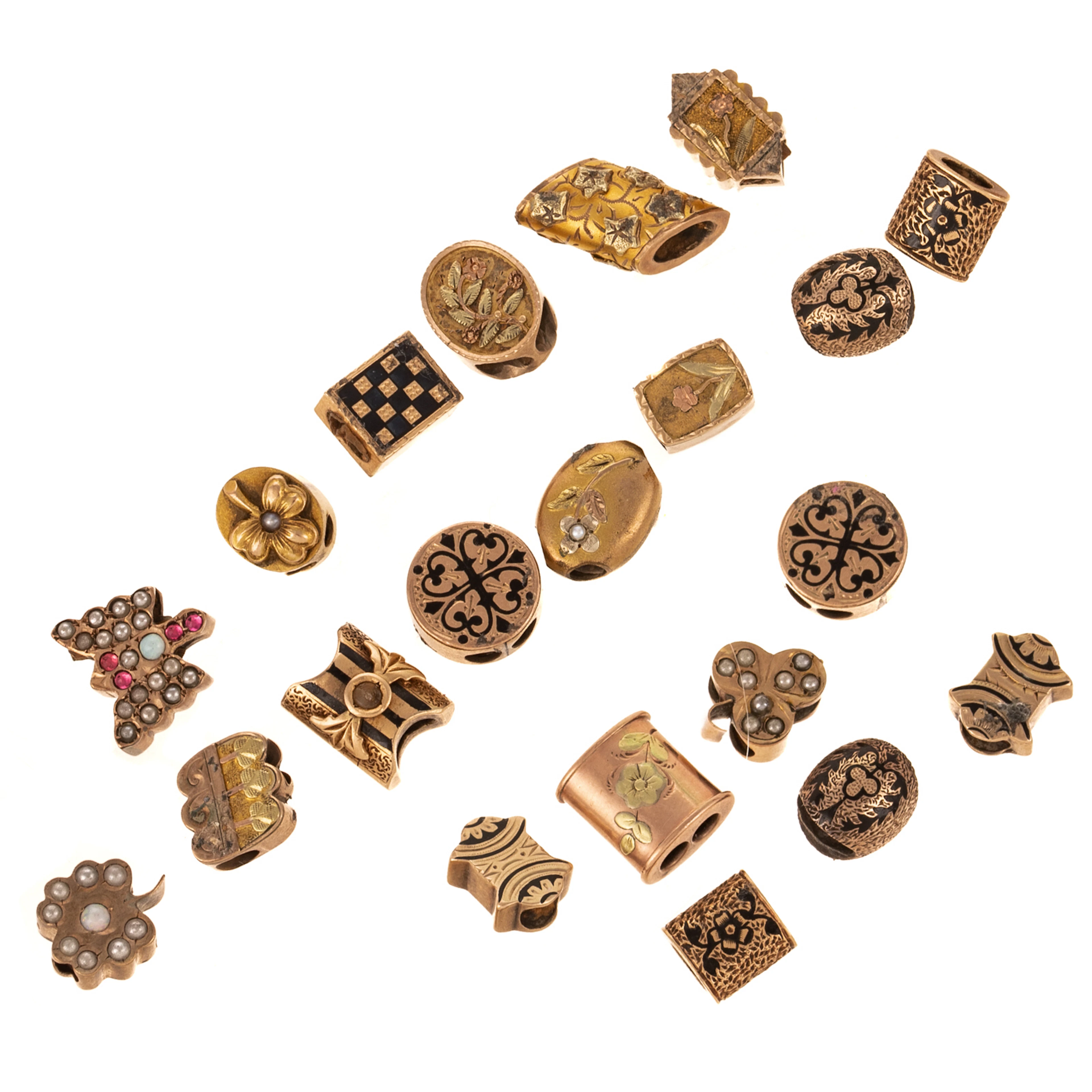 A Collection of Victorian Watch Chain Slides in Gold