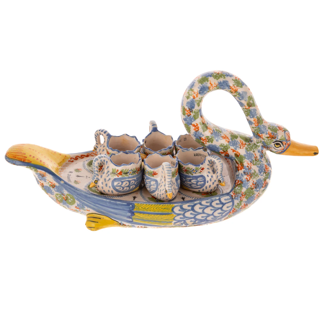 A Henriot Quimper Swan Egg Server