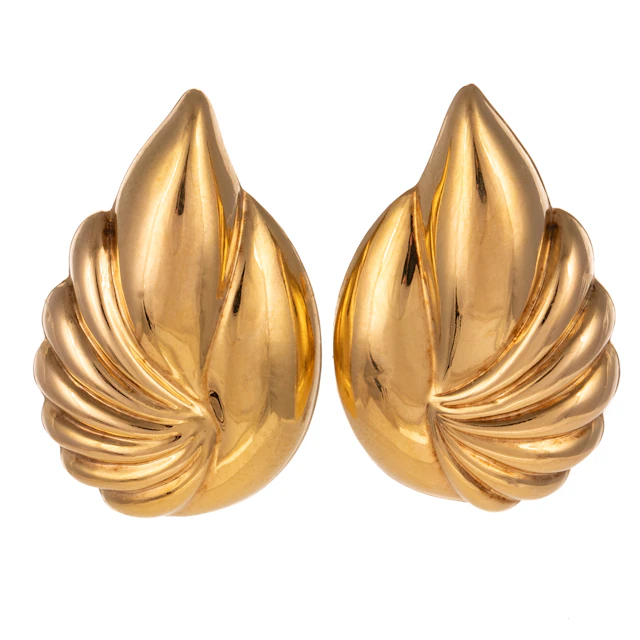 A Pair of High Polish Earrings in 14K