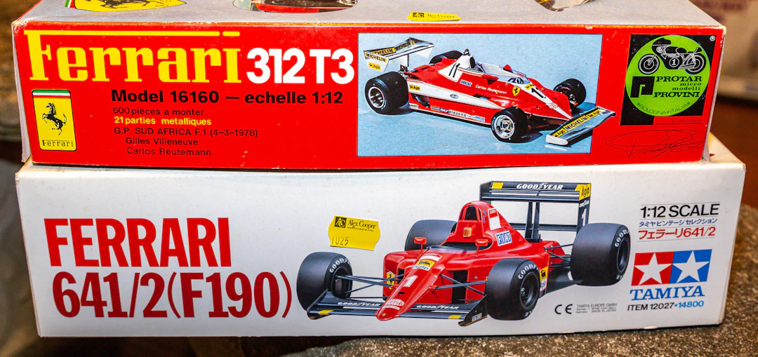 Two 1:12 Scale Ferrari Model Kits