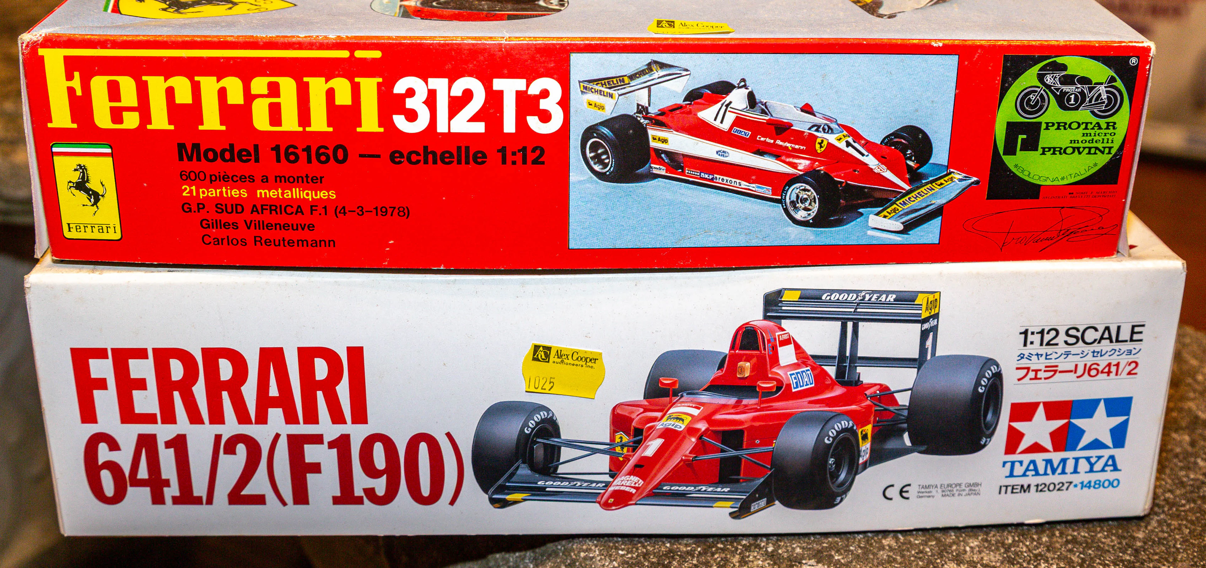 Two 1:12 Scale Ferrari Model Kits